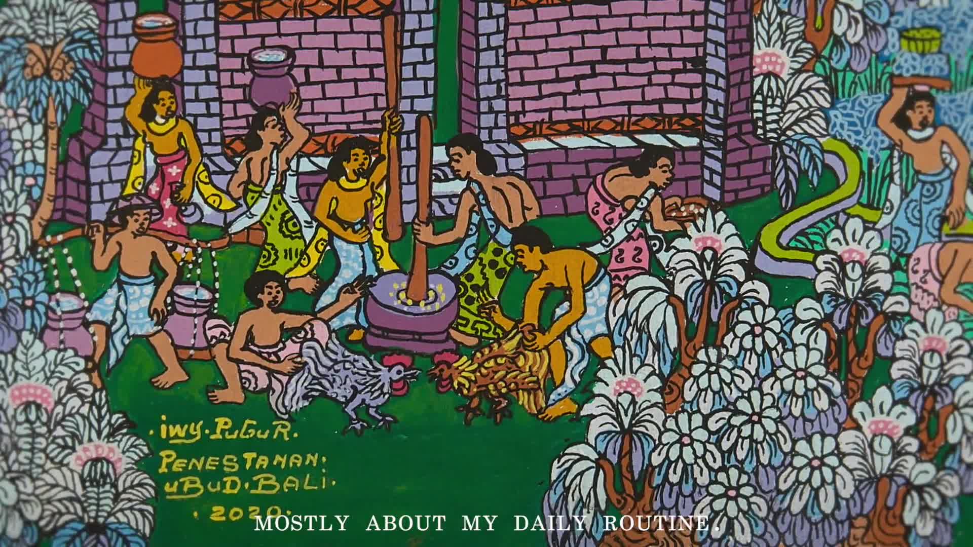 The artwork filmed in a quiet temporary studio.